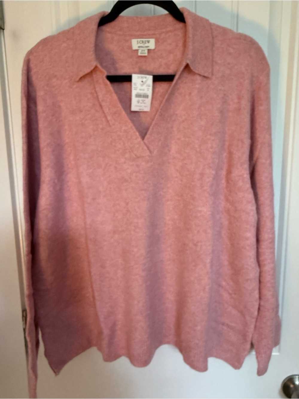 J. Crew Dusty Pink V-Neck Collared Sweater